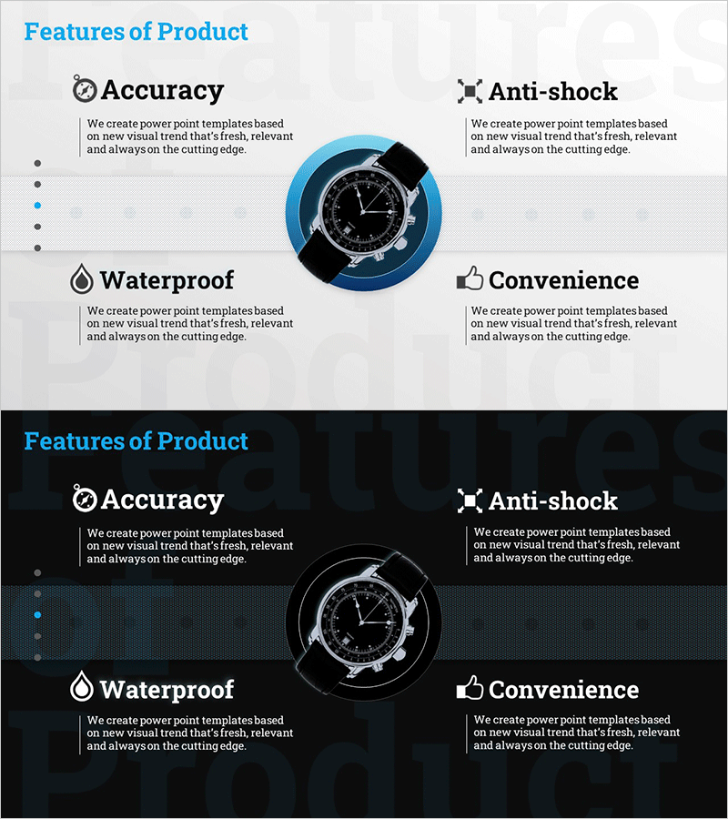제품의 특징 설명 다이어그램 – 특성을 한눈에