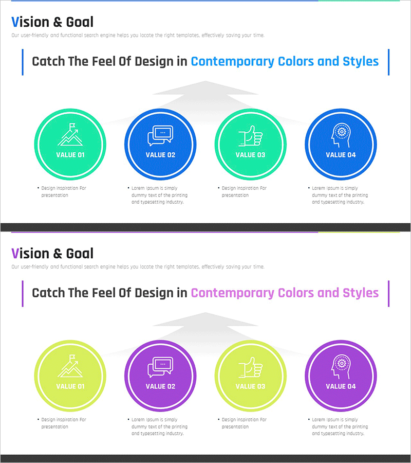 핵심 비전과 목표 다이어그램 – 클러스터형