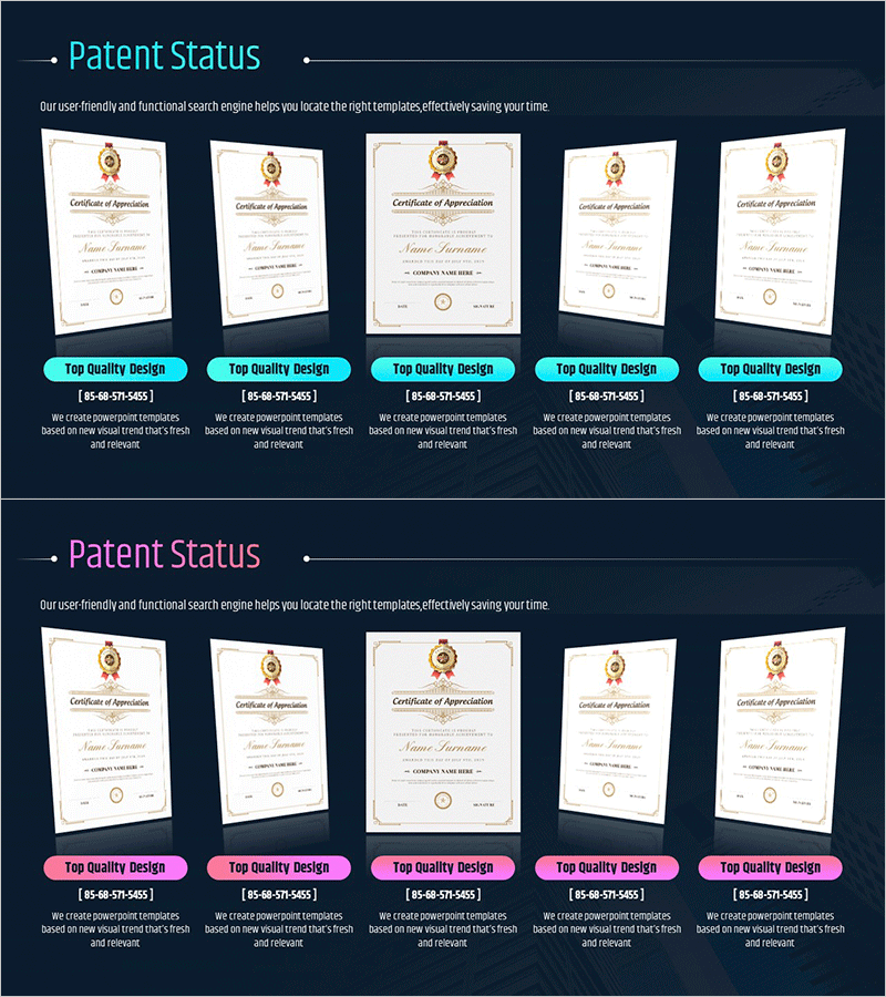수상 및 인증서 목록 슬라이드 – 성과를 강조하다