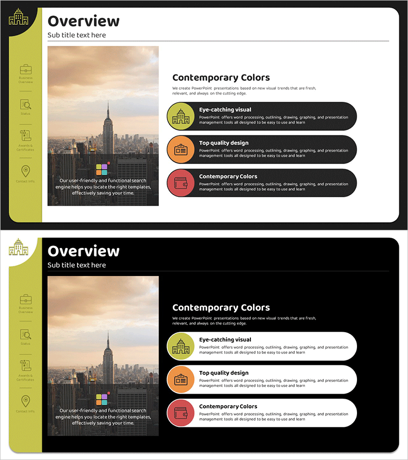 안정적인 회사 개요 슬라이드 – 비즈니스의 기초