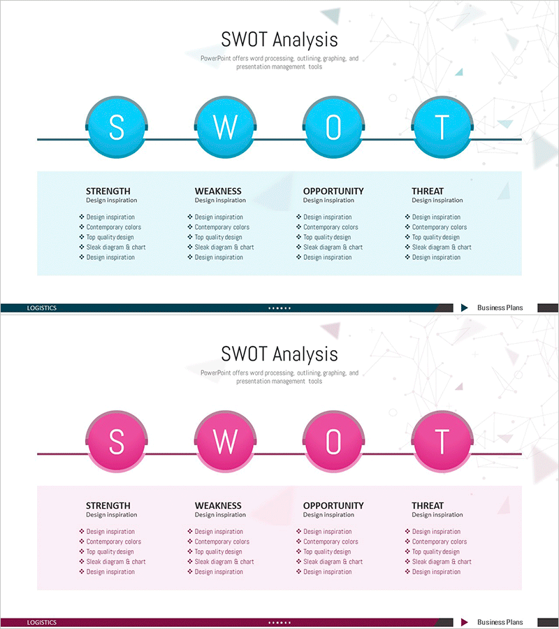 SWOT 분석 슬라이드 – 시장 및 경쟁사 분석을 위한 최적 디자인