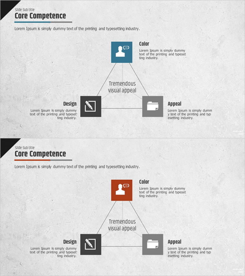 사업 핵심분야 삼각 다이어그램 – 비즈니스 비전과 전략