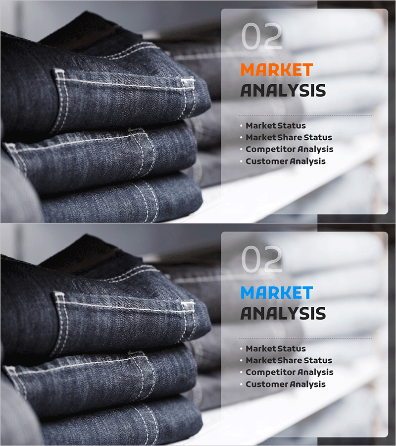 패션 사업계획서 템플릿 간지 – 시장 분석 시각화