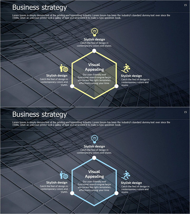 육각 입체 다이어그램으로 명확한 사업 전략 시각화