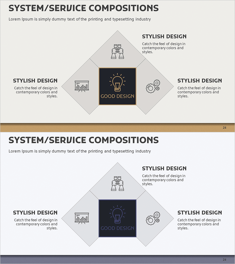 아이디어 개발 구성요소 다이어그램 - 중심이 있는 확산