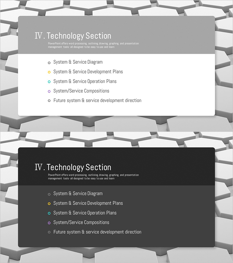 3D 육각형 테마 제안서 간지 – 혁신과 기술