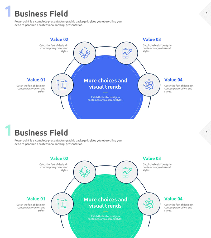 사업영역 원형 연결 다이어그램 – 비즈니스 전략과 연결