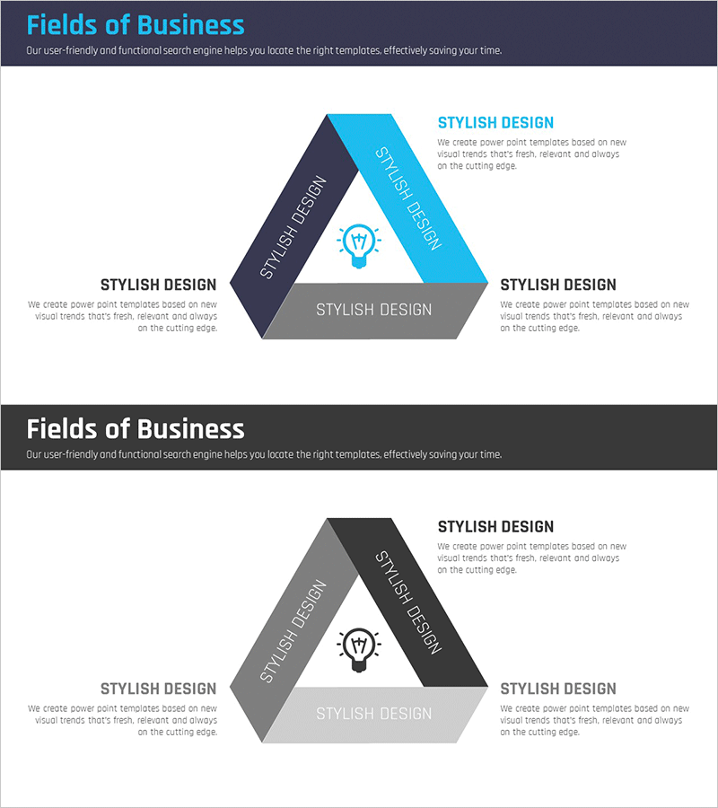 트라이앵글 아이디어 다이어그램 - 사업 소개의 시각적 도구