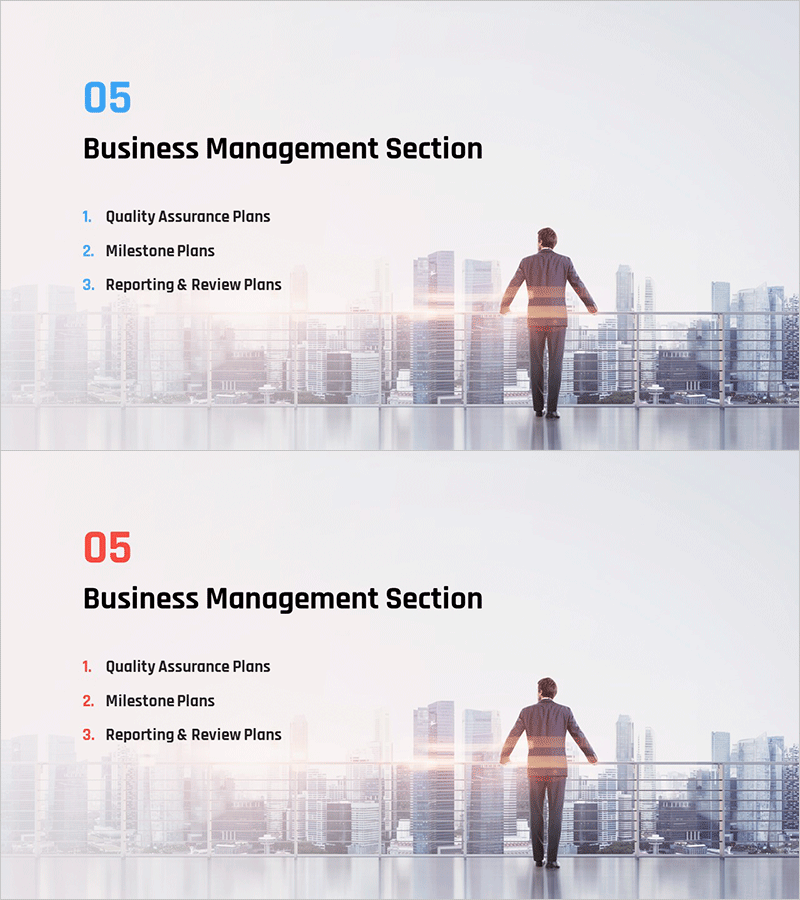 비즈니스 제안서 PPT 템플릿 간지 – 관리 섹션