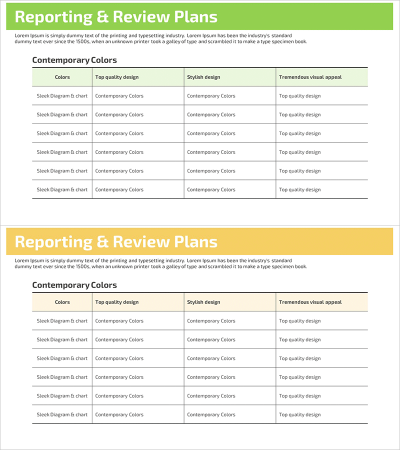 보고 및 검토계획 테이블 – 사업 관리 및 고객 성공 사례