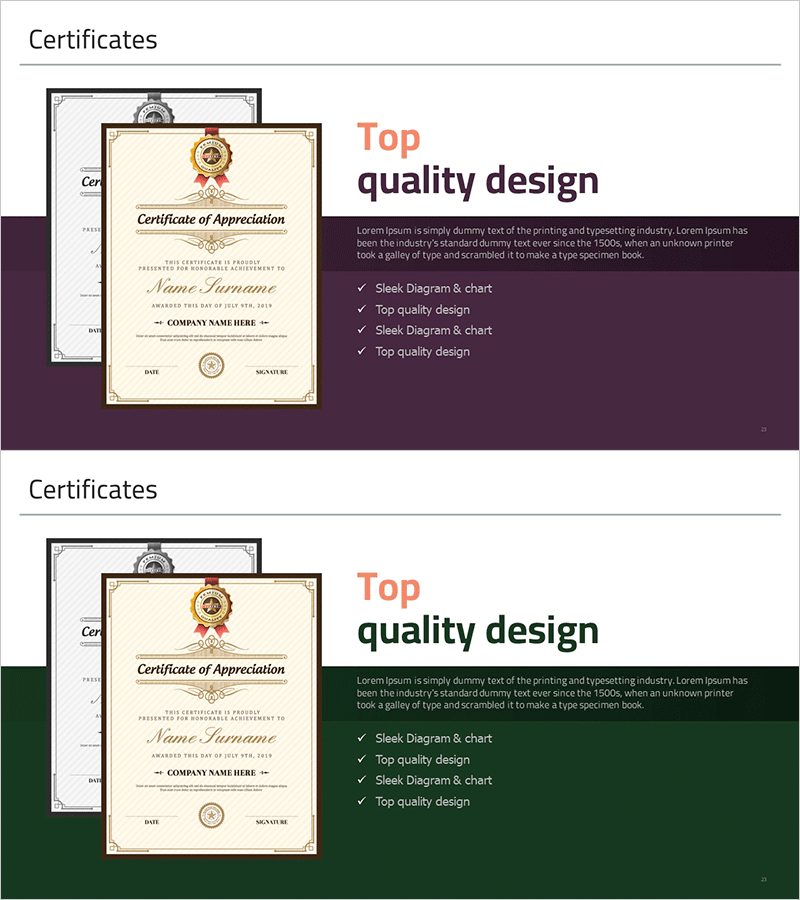 인증서 세부 목록 소개 – 인상적인 다이어그램
