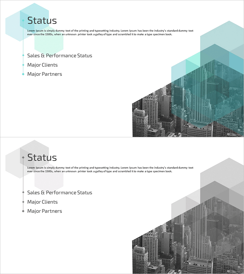 육각형 입체 회사소개서 템플릿 – 구조적이고 세련된 디자인