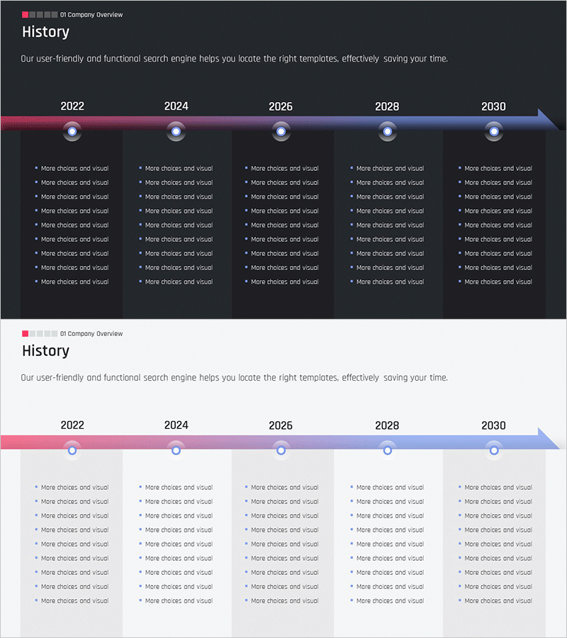 무료 도전 & 성취의 기록 연혁 슬라이드