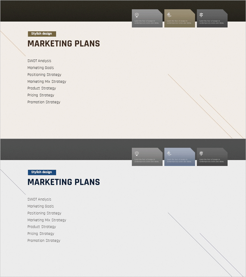 Modern Simple Business Plan Template Section Slide – Marketing Plans Visualization