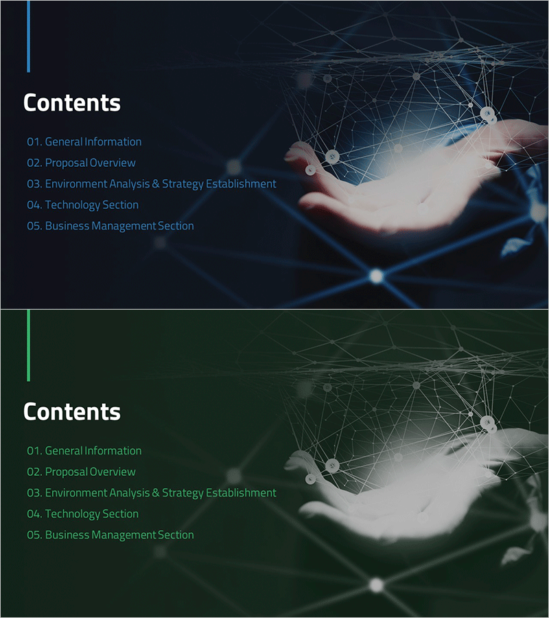 혁신적인 기술 제안서 템플릿 목차 - 데이터와 전략