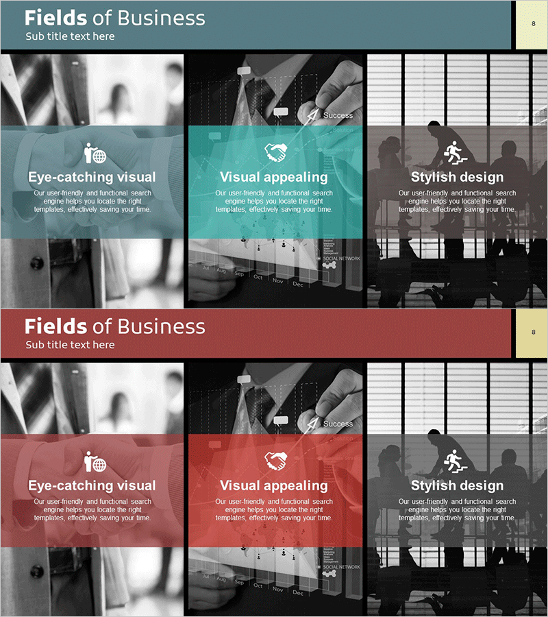 비즈니스 영역 소개 슬라이드 – 효과적이고 시각적인 프레젠테이션