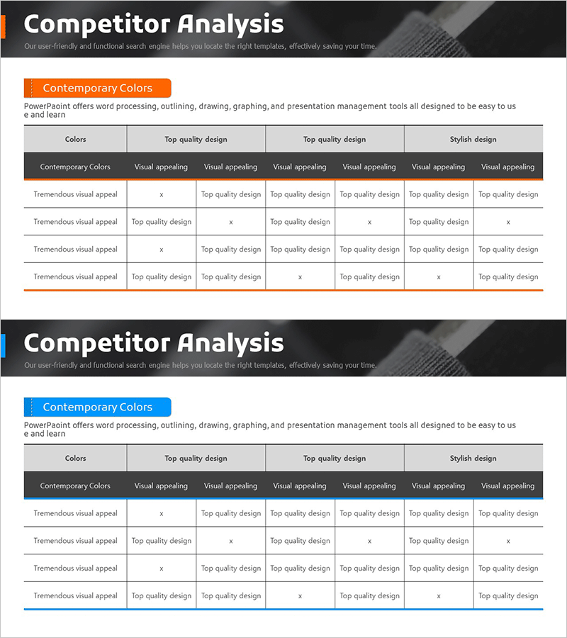 경쟁업체 비교 분석 차트 – 시장의 리더를 찾다