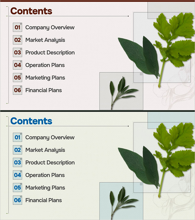 천연재료 사업계획서 템플릿 목차