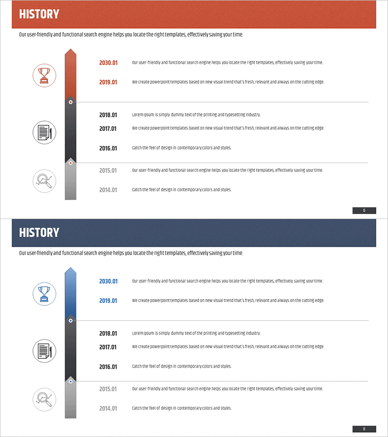 연혁 수직 화살표 다이어그램 – 비즈니스 흐름 시각화
