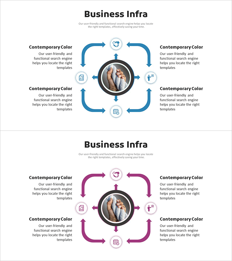 사업 인프라 다방향 다이어그램 – 전략적 흐름 표현