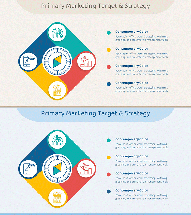 사각 연결 컬러풀 다이어그램 – 사업소개 및 마케팅 전략