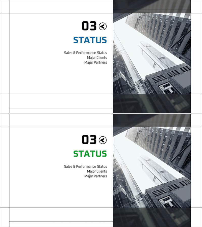 그리드 회사소개서 템플릿 간지 – 상태 Status