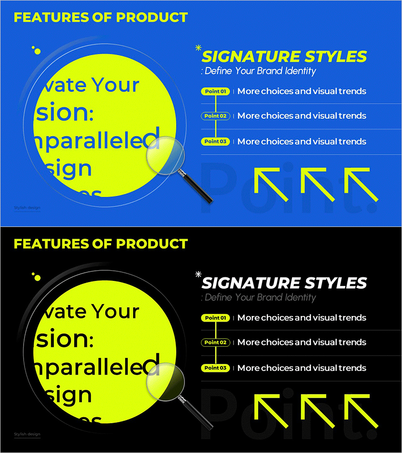 제품 주요 포인트 소개 슬라이드 – 브랜드 아이덴티티 전달
