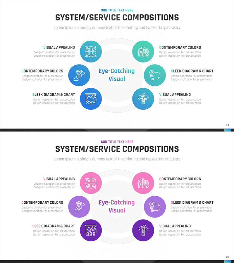 비즈니스 서비스 구성 요소 – 중심이 없는 확산 다이어그램