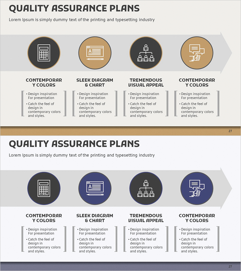 품질보증 계획 방향성 슬라이드 - 다이어그램과 흐름
