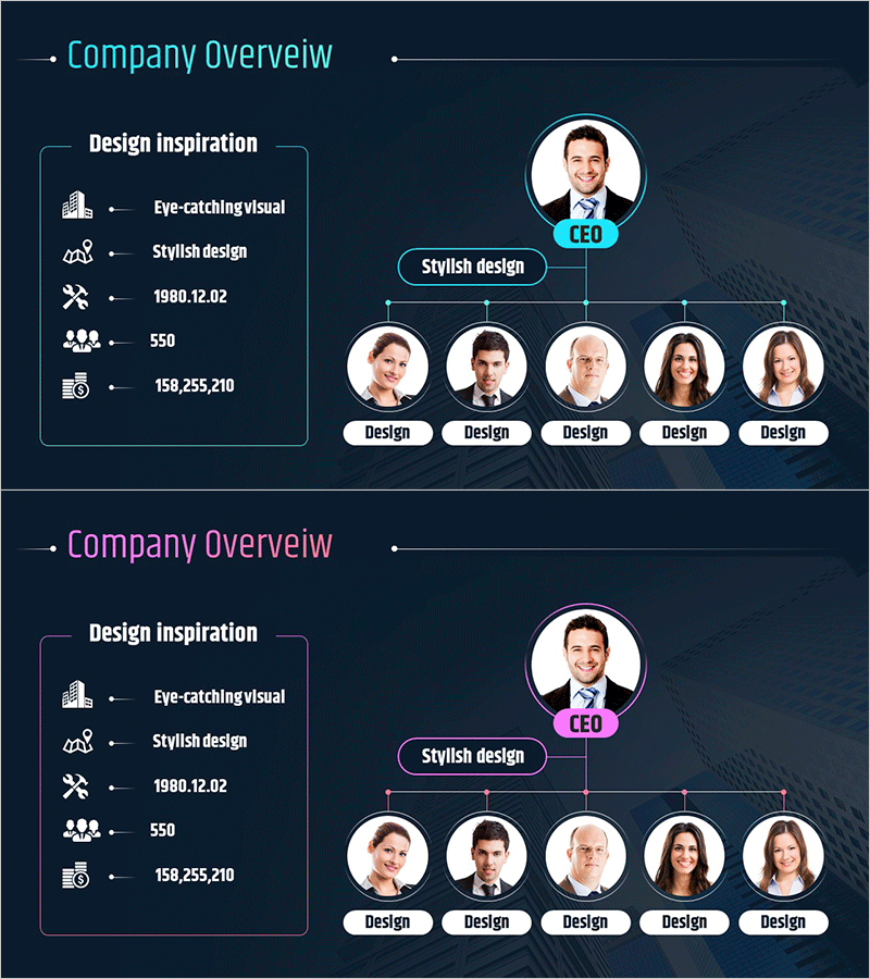 비즈니스 덱 레이아웃 – 회사 소개 및 사업 개요