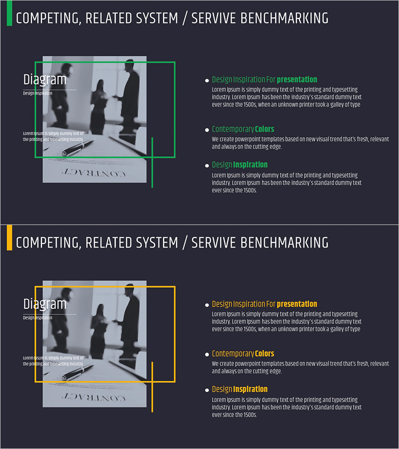 경쟁사 서비스 벤치마킹 슬라이드 – 시장 및 경쟁사 분석