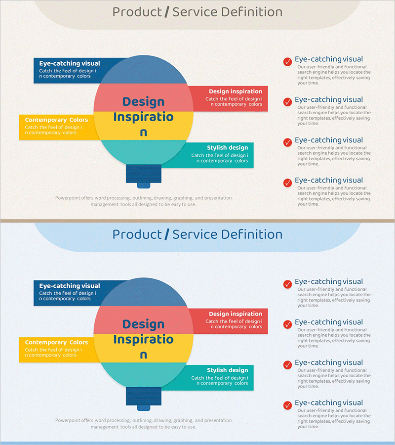 컬러풀 전구 다이어그램 – 제품 및 서비스 소개