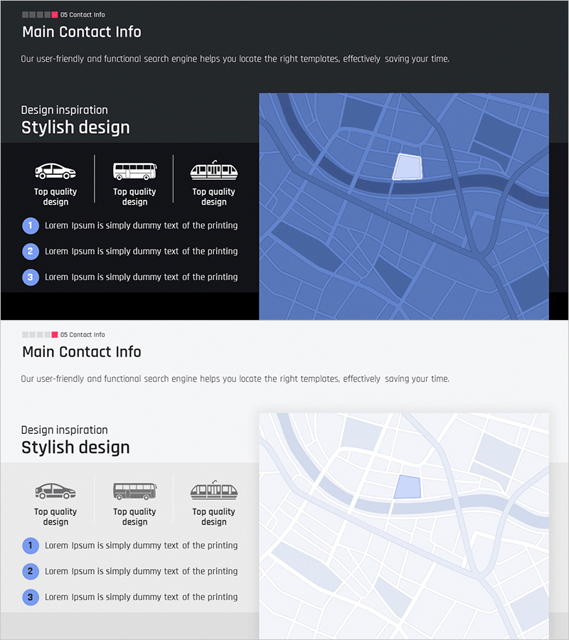위치 및 교통 정보 가이드 맵 – 스타일리시한 설계