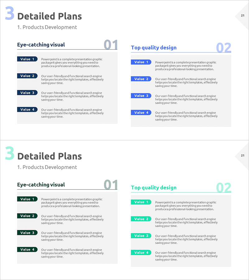 제품 개발 계획을 위한 슬라이드 – 클러스터 디자인