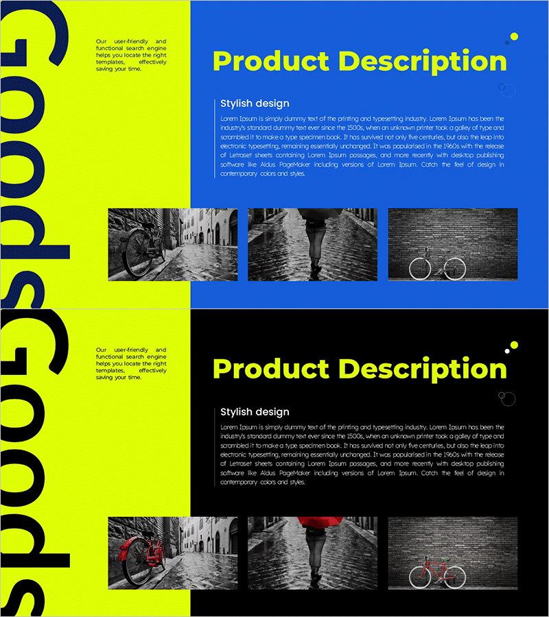 제품 설명 소개 슬라이드 – 스타일리시 디자인