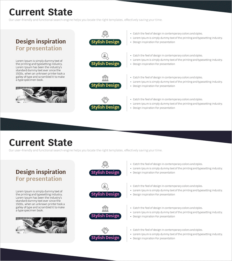 회사 비즈니스 개요 슬라이드 - 클러스터 다이어그램 활용