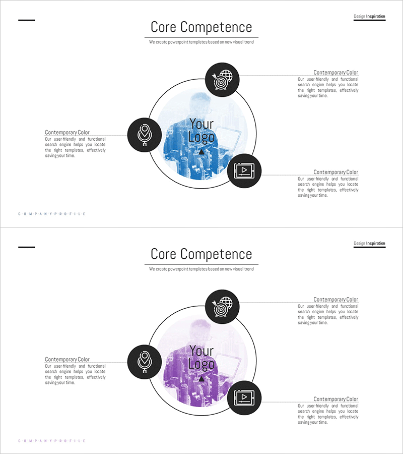 핵심역량 심플 다이어그램 – 전략적 통찰력을 담은 클러스터