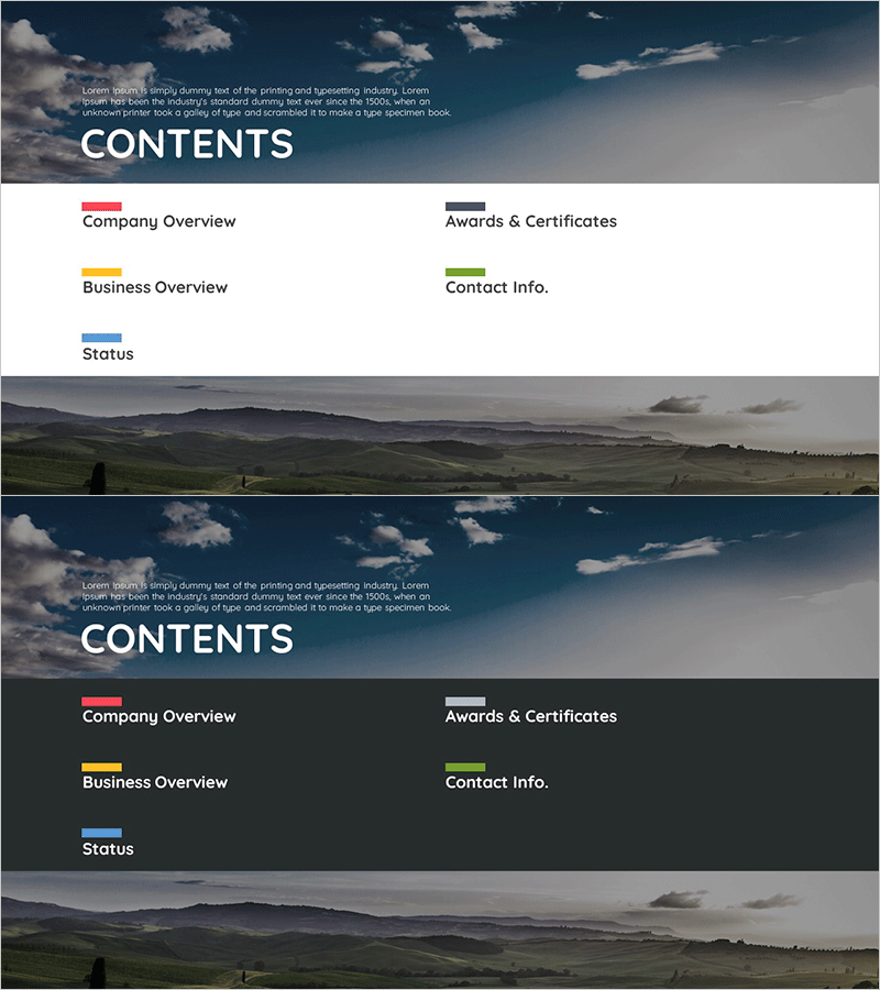 구름 테마 회사소개서 템플릿 목차