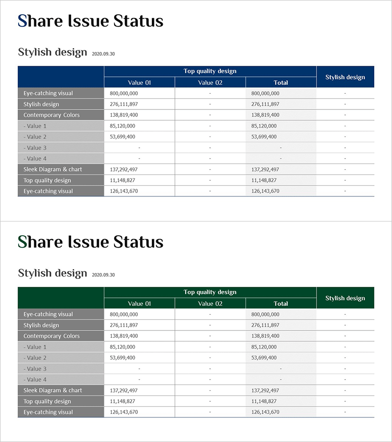 주식 구조 및 발행 내역 분석표 – 재무 데이터 통합