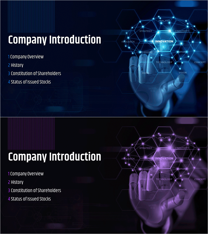 AI 기술 IR 템플릿 간지 – 혁신적 기업 소개