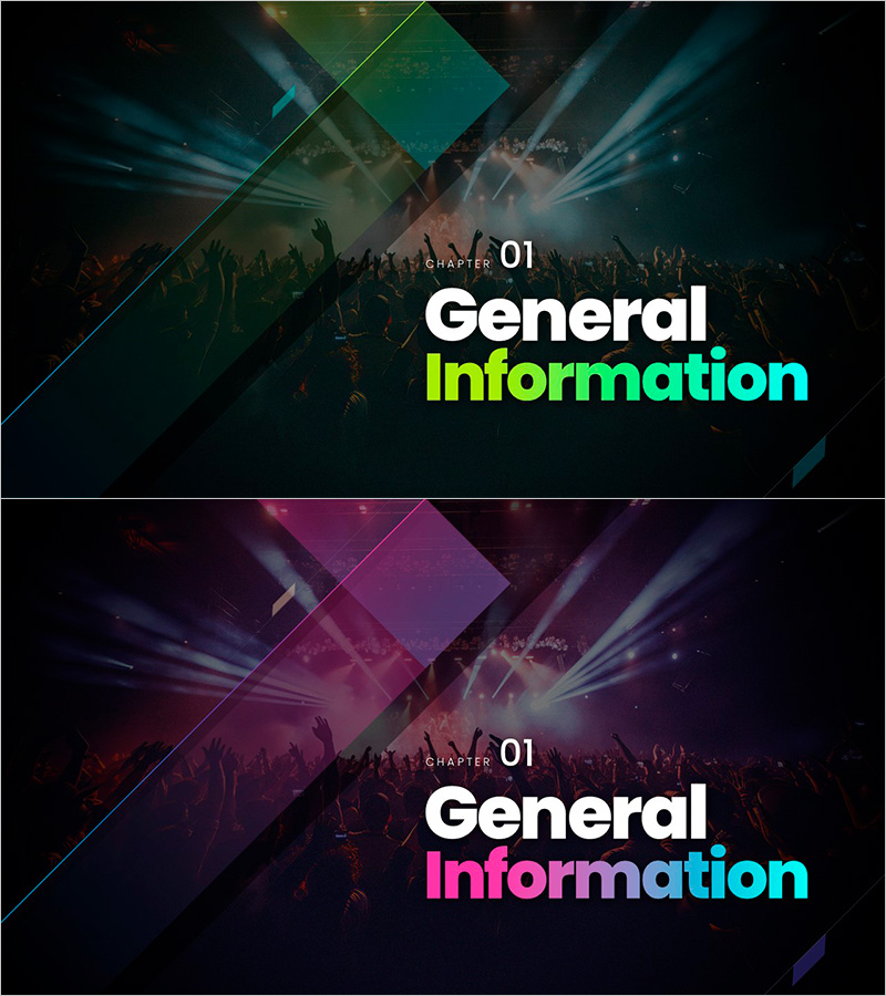 다양한 디자인의 일반 정보 슬라이드 – 세련미와 현대적 감각