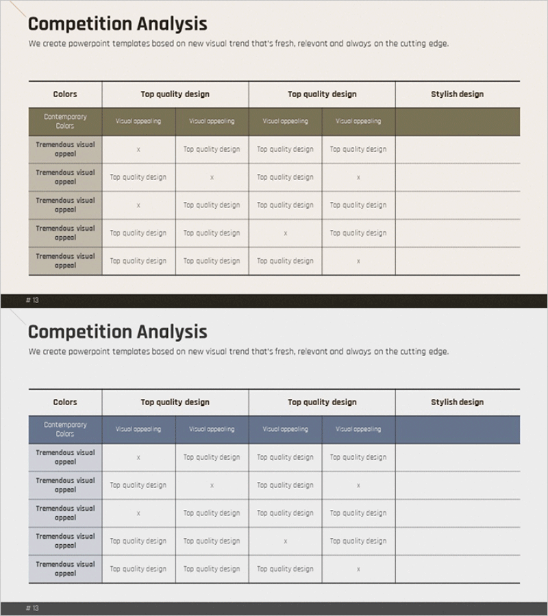 경쟁 비교 분석 테이블 – 시장상황을 읽다