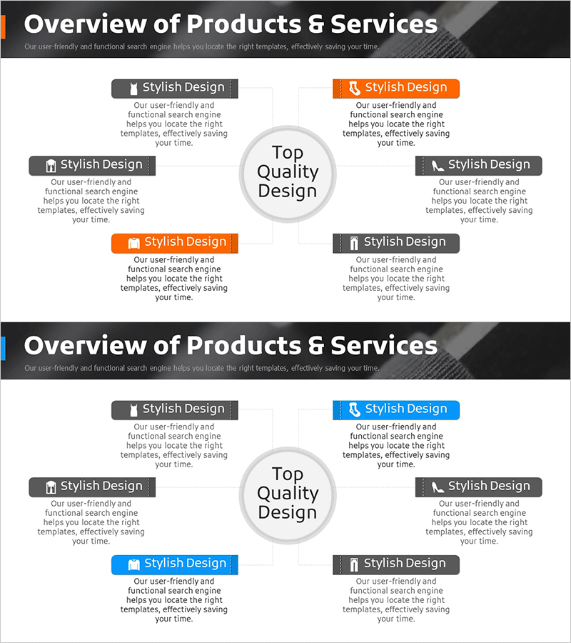 의류 제품 영역 다이어그램 – 스타일과 품질 강조