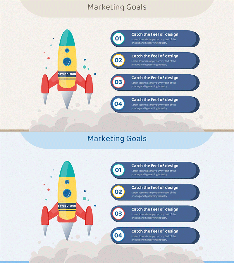 로켓 일러스트 목표 다이어그램 – 마케팅 전략과 비전