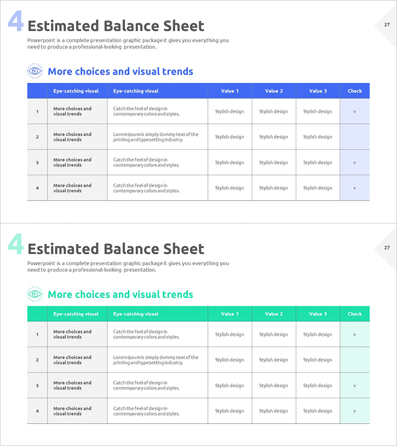 재무 계획을 위한 체크리스트 테이블 슬라이드