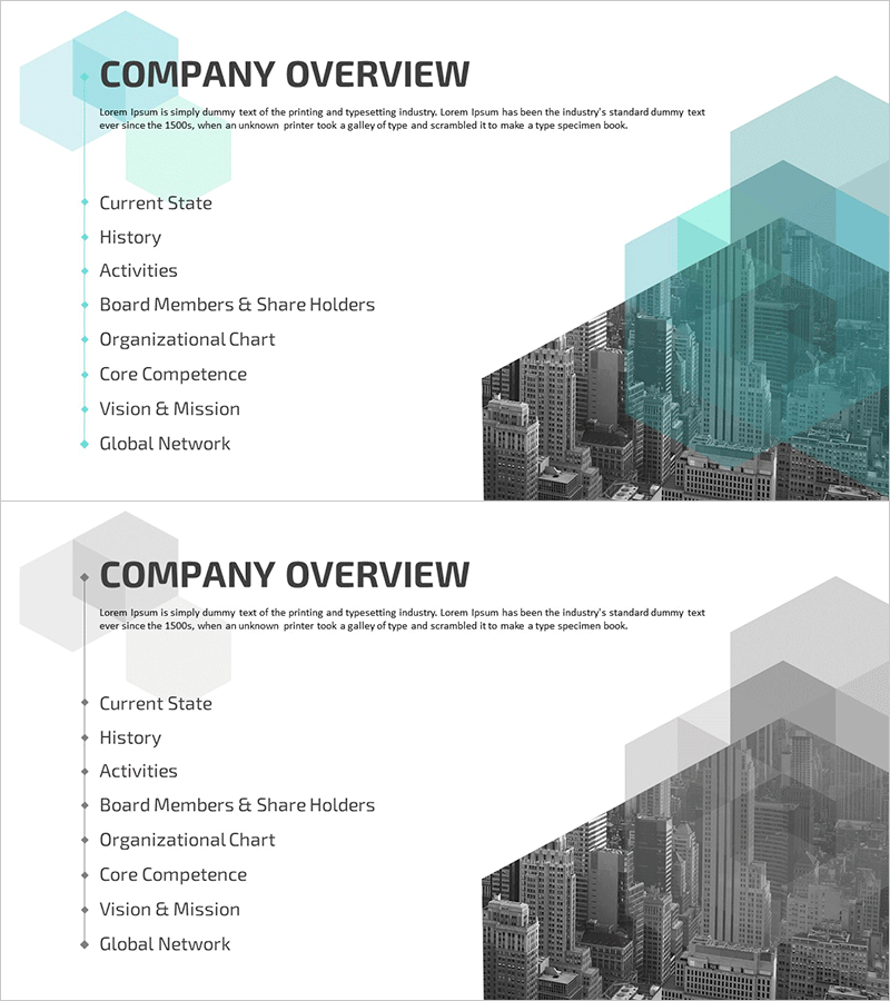 육각형 입체 회사소개서 템플릿 간지 – 비즈니스의 미래를 그리다