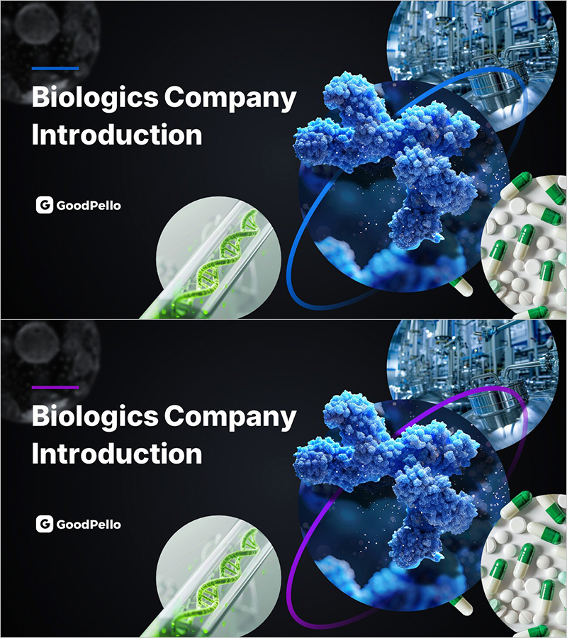 바이오의약품 기업 소개용 프레젠테이션 표지 슬라이드
