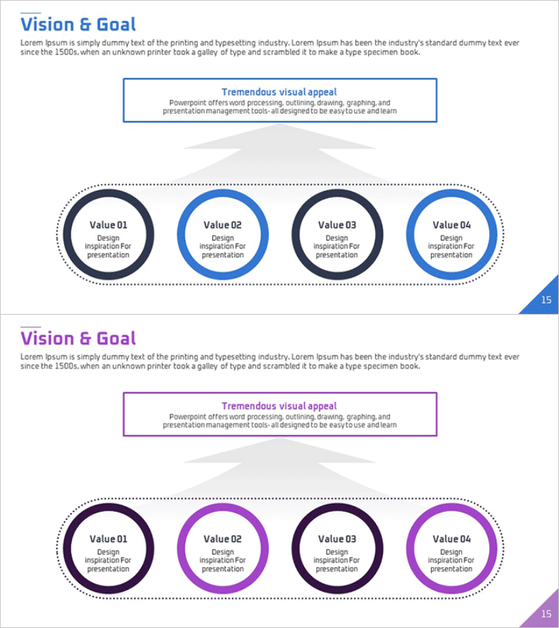비전 & 목표 설정 다이어그램 – 회사 비전과 전략의 핵심
