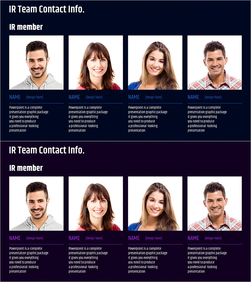 주요 IR 팀 인력 슬라이드 – 멤버 소개와 연결
