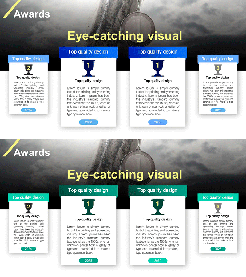 기업 수상내역 소개 슬라이드 – 성공을 향한 여정